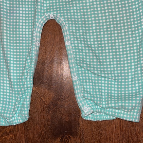 GU Eyelet & Ivy Loudon Romper in Aqua Gingham Knit - Picture 2 of 6